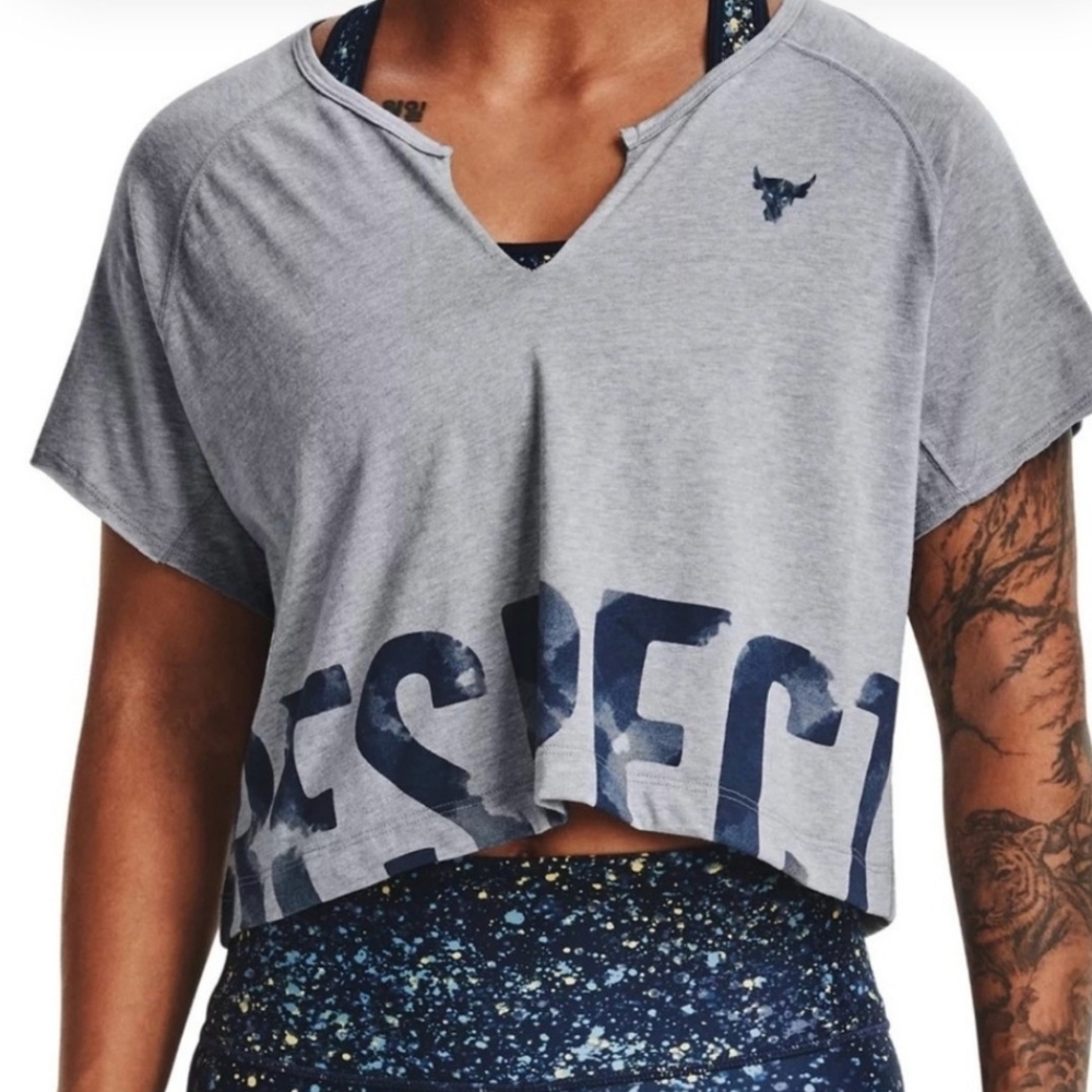 NWT Under Armour Project Rock Movement "Respect" Crop Top Size L